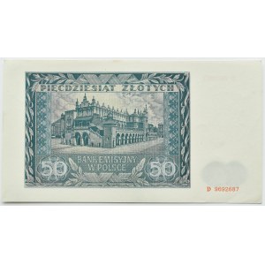 General Government, 50 zloty 1941, series D, Kraków, UNC