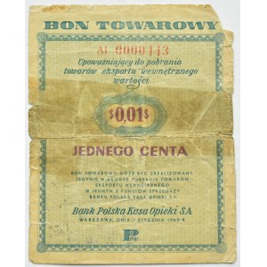 PeWeX, 1 cent, 1960, Al series, LOW SERIAL NUMBER