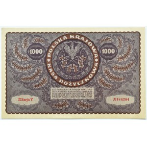 II RP, 1000 marek 1919, II serja Y - typ 7 PIĘKNE!
