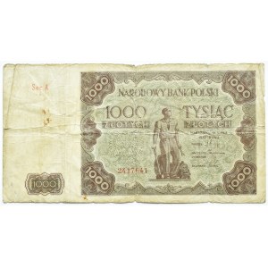 Polish Zloty, 1,000 zlotys, 1947, Series A, Warsaw