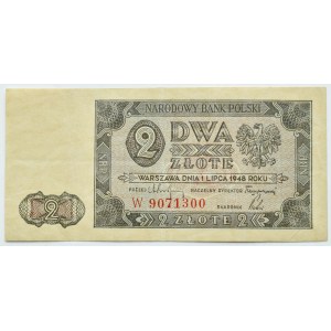 République de Pologne, 2 zlotys 1948, série W, Varsovie, RARE (G4)