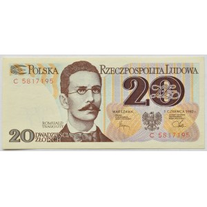 People's Republic of Poland, R. Traugutt, 20 zlotych, 1982, Series C, UNC
