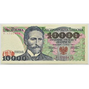 People's Republic of Poland, St. Wyspiański, 10,000 zlotys, 1987, Series F, UNC