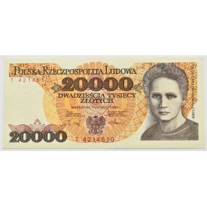 People's Republic of Poland, M. Skłodowska-Curie, 20,000 zlotys, 1989, T series, UNC