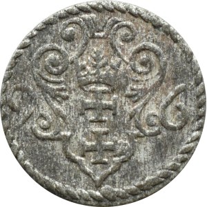 Sigismond III Vasa, denar de 1596, Gdańsk, GRANDS CHIFFRES