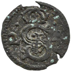 Sigismondo III Vasa, denaro del 1624, Łobżenica – RARO