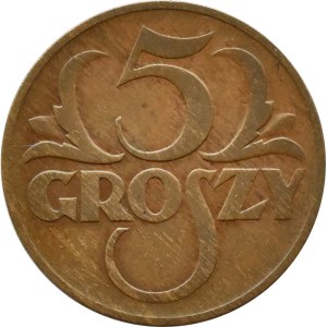 Second Polish Republic, 5 groszy, 1934, Warsaw—RARE