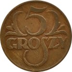 Second Polish Republic, 5 groszy, 1934, Warsaw—RARE
