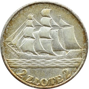 Druhá polská republika, plachetnice, 2 złoty 1936, Varšava