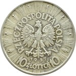 Second Polish Republic, Józef Piłsudski, 10 zlotych, 1937, Warsaw—NICE