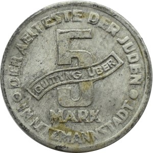 Łódź Ghetto, 5 marks, 1943, magnesium, variant 2/2