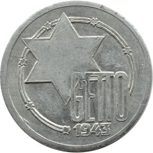 Łódź Ghetto, 10 marks, 1943, aluminum, var. 3/2, BEAUTIFUL