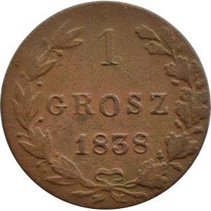 Nicholas I, 1 grosz, 1838 MW, Warsaw