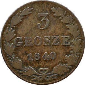 Nicholas I, 3 grosze, 1840 MW, Warsaw