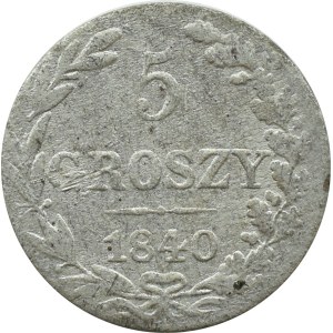Nicholas I, 5 groszy, 1840 MW, Warsaw