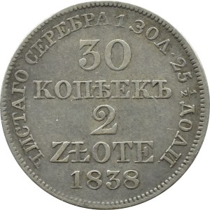 Nicolao I, 30 copeek/2 zloty 1838 MW, Varsavia