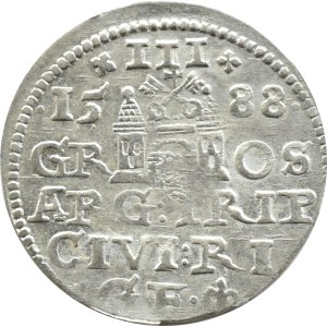 Sigismund III Vasa, 1588 trojak, Riga, LARGE HEAD