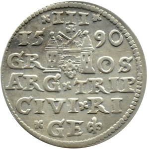 Sigismund III Vasa, 1590 LI trojak, Riga, DOT in D●G