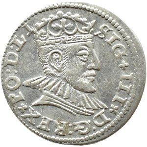 Zygmunt III Waza, trojak 1590 LI, Ryga DWUKROPKI i KRZYŻYKI