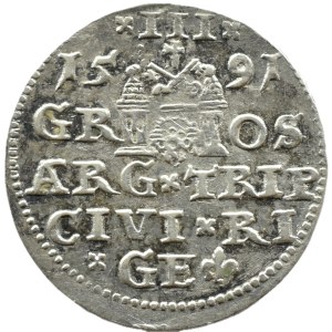 Sigismund III Vasa, 1591 trojak, Riga — A DIFFERENT DESIGN OF THE ONE-COIN DENOMINATION