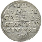 Zygmunt III Waza, trojak 1591, Ryga KORONA TYPU 1