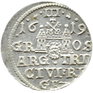 Sigismund III Vasa, 1619 trojak, Riga—RARE