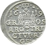 Sigismund III Vasa, 1619 trojak, Riga—RARE