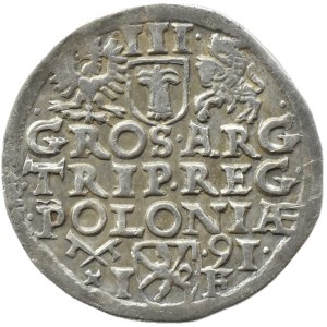Sigismund III Vasa, 1591 IF trojak, Poznań LARGER HEAD SIG III