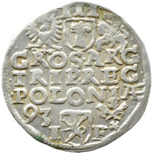 Zygmunt III. Vasa, trojak z roku 1593 IF, Poznaň – dátum vľavo