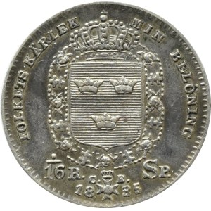 Sweden, Charles XIV John, 1/16 thaler (1/16 riksdaler specie) 1835 C.B., Stockholm