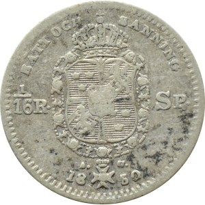 Sweden, Oskar I, 1/16 thaler (1/16 riksdaler specie), 1850 A.G., Stockholm