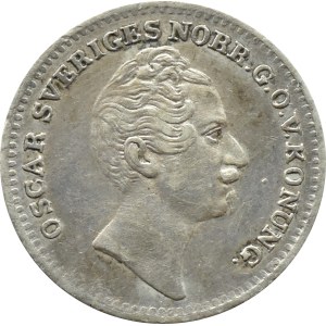 Szwecja, Oskar I, 1/16 talara (1/16 riksdaler specie) 1855 A.G., Sztokholm