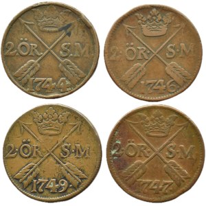 Sweden, Frederick I of Hesse, 2 öre note, 1744–1749, Stockholm