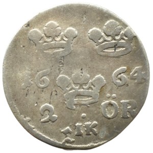 Sweden, Charles XI, 2 öre, 1664, Stockholm