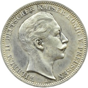 Niemcy, Prusy, Wilhelm II, 3 marki 1910 A, Berlin PIĘKNE