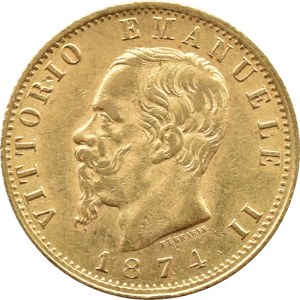 Królestwo Włoch, Vittorio Emanuele II, 20 lirów 1874 M, Mediolan
