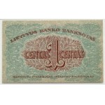 Litwa, 1 centas 1922, seria O, Kowno, PMG 63, RZADKI
