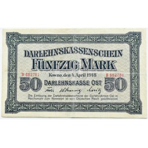 OST, Kowno, 50 marek 1918 OST, seria B