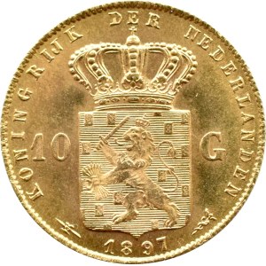 Królestwo Niderlandów, Wilhelmina, 10 guldenów 1897, Utrecht UNC