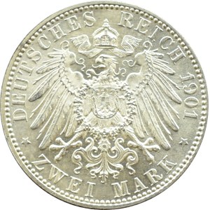 Niemcy, Prusy, Wilhelm II, 2 marki 1901 A, Berlin UNC