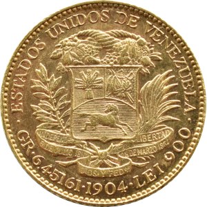 Wenezuela, 20 bolivarów 1904, Paryż