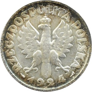 II RP, Kłosy, 2 złote 1924, Paryż, PIĘKNE!