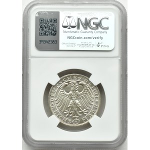 Republika Weimarska, Naumburg, 3 marki 1928 A, Berlin, NGC MS65