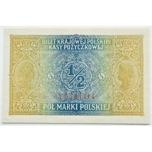 Generalne Gubernatorstwo, 1/2 marki 1916 jenerał, seria A, PIĘKNE!