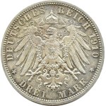 Niemcy, Saksonia, Wilhelm Ernest i Fedora, 3 marki 1910 A, Berlin