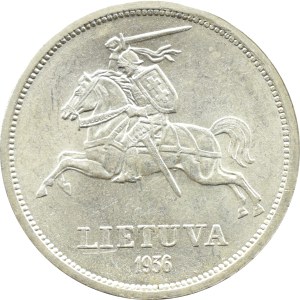 Litwa, J. Basanavicius, 5 litów 1936, Kowno PIĘKNE