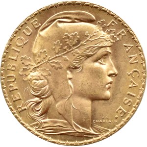 Francja, Republika, Kogut, 20 franków 1910, Paryż, PIĘKNE