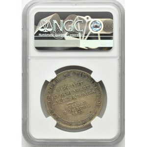 Niemcy, Saksonia, Johann, talar 1855 F, Stuttgart, RZADKI, NGC AU58