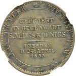 Niemcy, Saksonia, Johann, talar 1855 F, Stuttgart, RZADKI, NGC AU58
