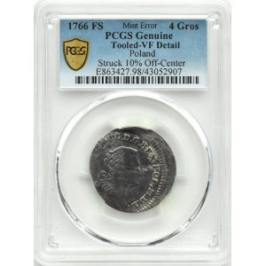 Stanisław A. Poniatowski, DESTRUKT - 4 grosze srebrne (złotówka) 1766 FS, Warszawa, PCGS VF DETAILS